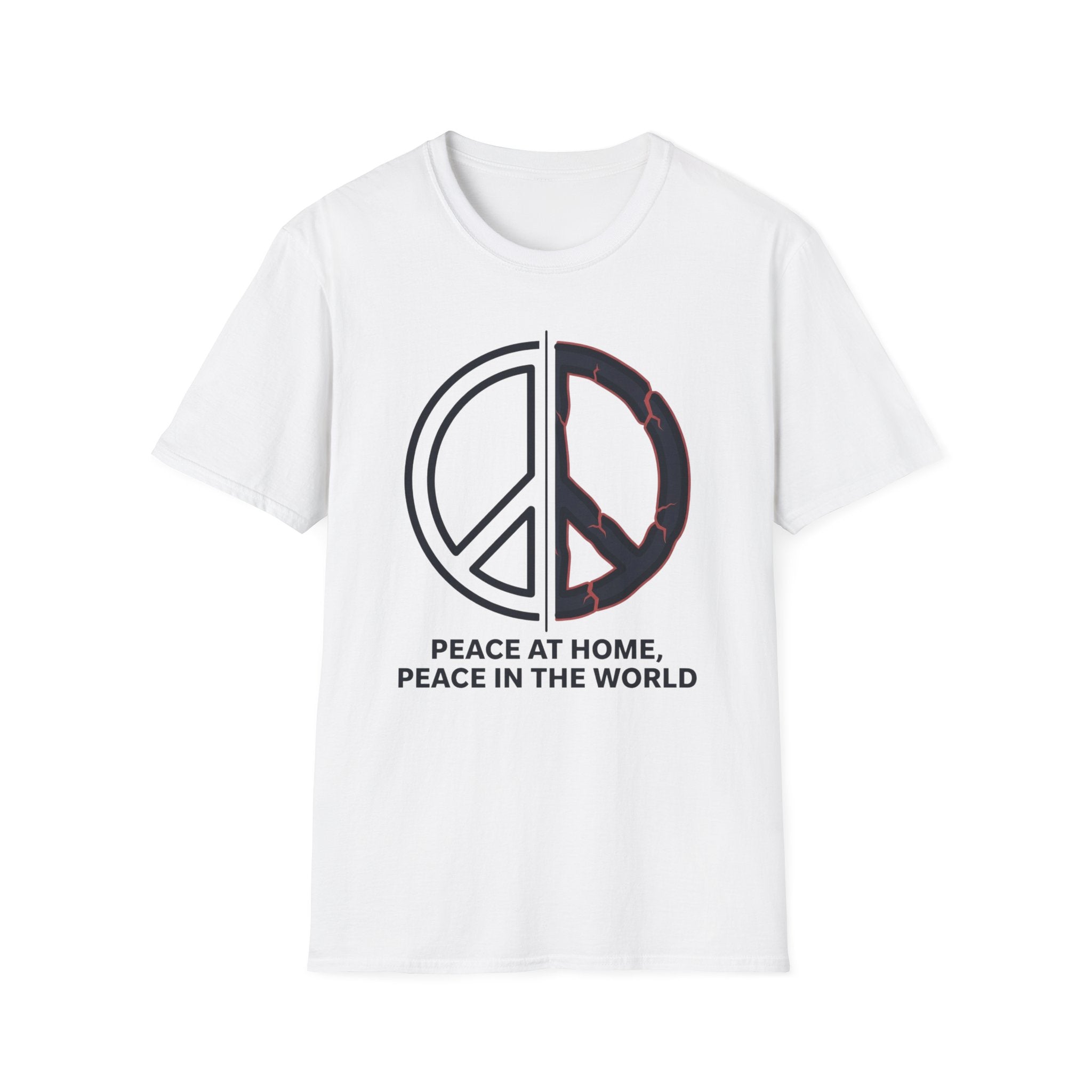 Peace at Home, Peace in the World T-Shirt — Peace Symbol Graphic Tee