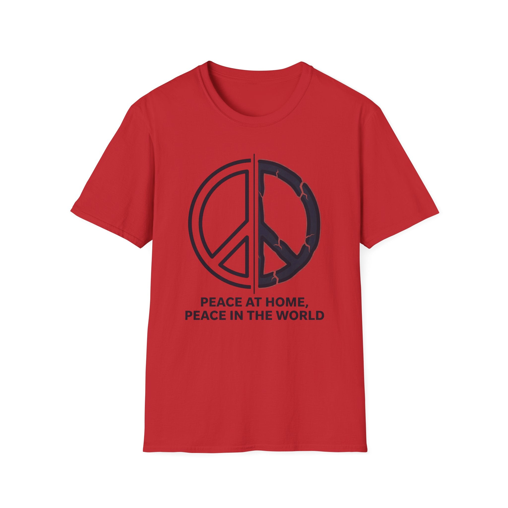 Peace at Home, Peace in the World T-Shirt — Peace Symbol Graphic Tee