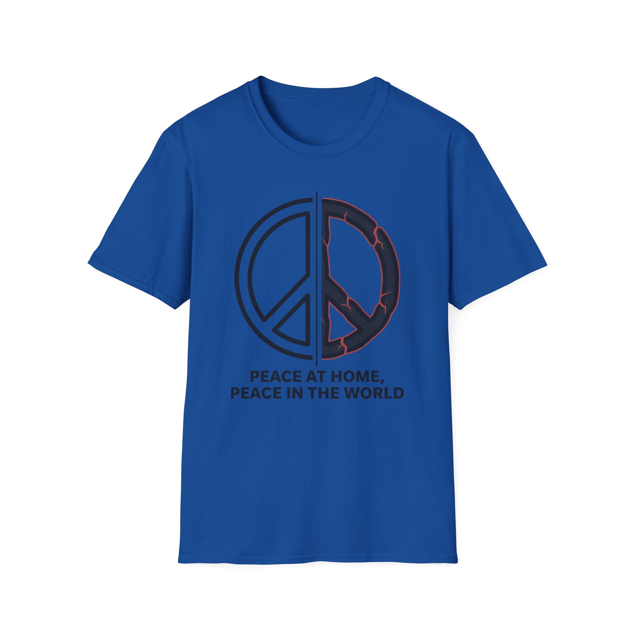 Peace at Home, Peace in the World T-Shirt — Peace Symbol Graphic Tee