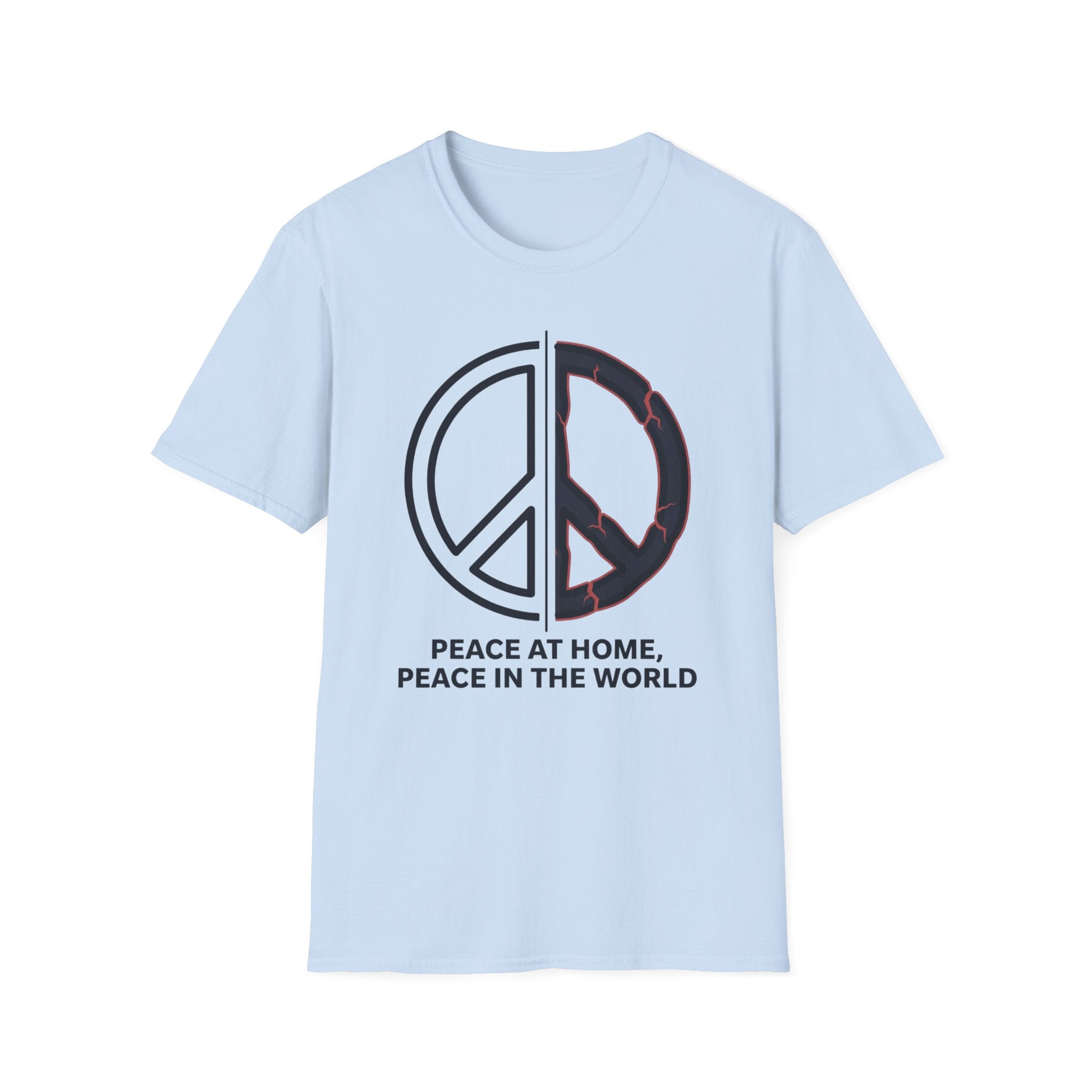 Peace at Home, Peace in the World T-Shirt — Peace Symbol Graphic Tee