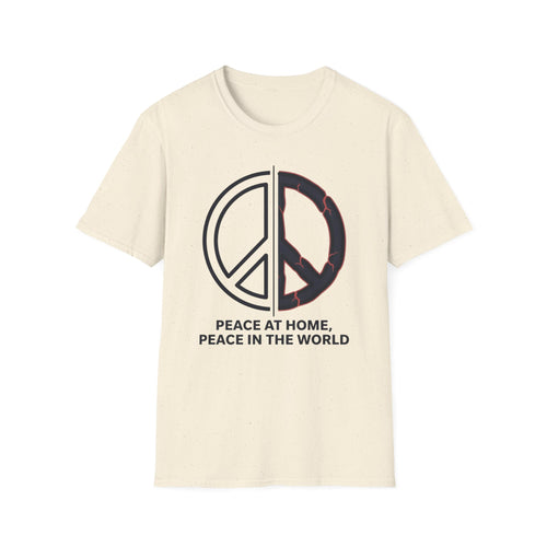 Peace at Home, Peace in the World T-Shirt — Peace Symbol Graphic Tee